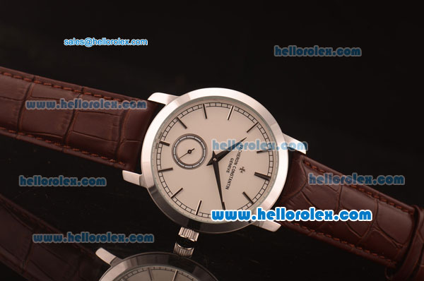 Vacheron Constantin Patrimony Automatic Steel Case with White Dial and Brown Leather Strap - Click Image to Close